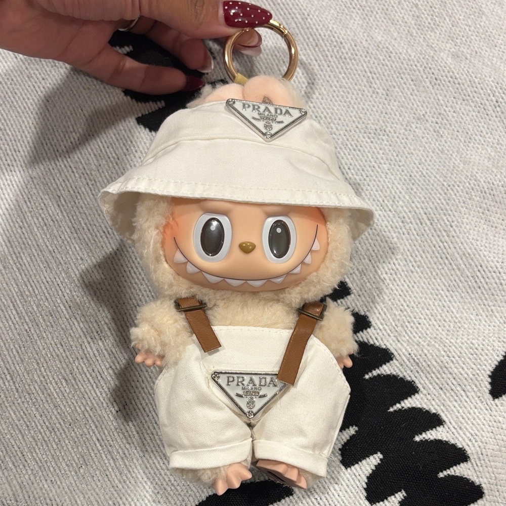Prada Cream Plush Toy with Bucket Hat